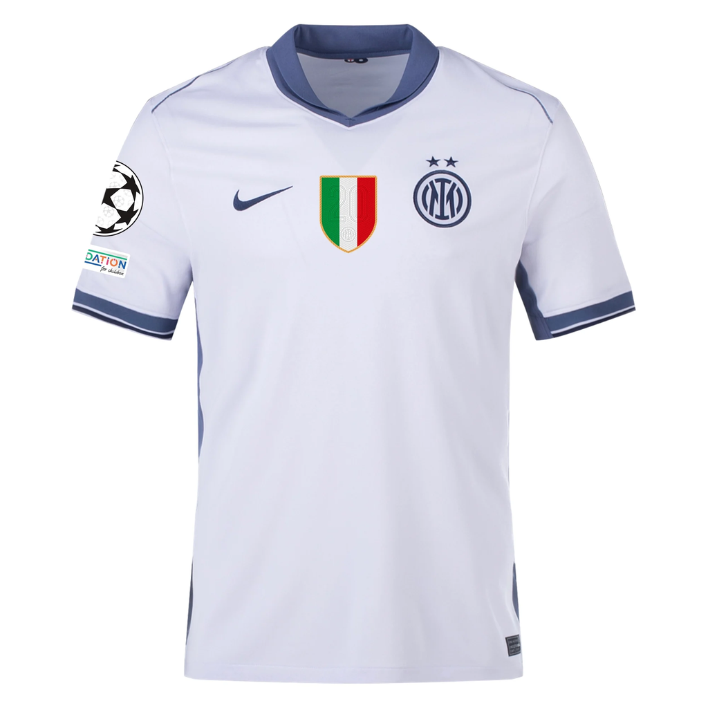 Nike Inter Milan Denzel Dumfries Away Jersey w/ Champions League + Scudetto Patch 24/25 (Summit White/Iris Whisper)