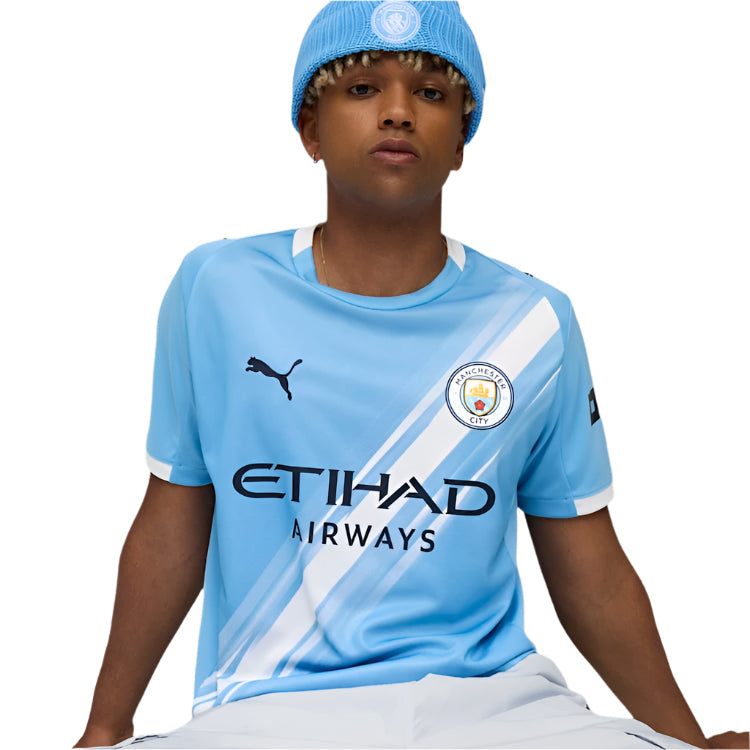 Puma Abdukodir Khusanov Manchester City Home Jersey 25/26 w/ EPL + Sponsor Patch (Team Light Blue/Puma White)