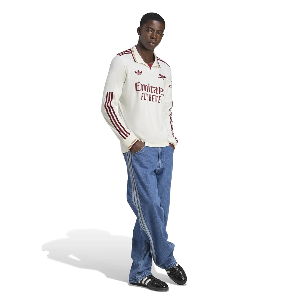 adidas Arsenal Mikel Merino Third Long Sleeve Jersey w/ EPL + No Room For Racism 25/26 (White/Burgundy)