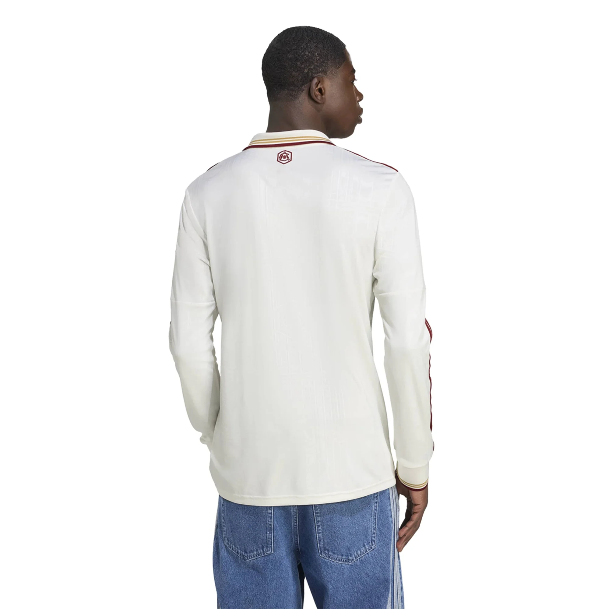 adidas Arsenal William Saliba Third Long Sleeve Jersey w/ EPL + No Room For Racism 25/26 (White/Burgundy)