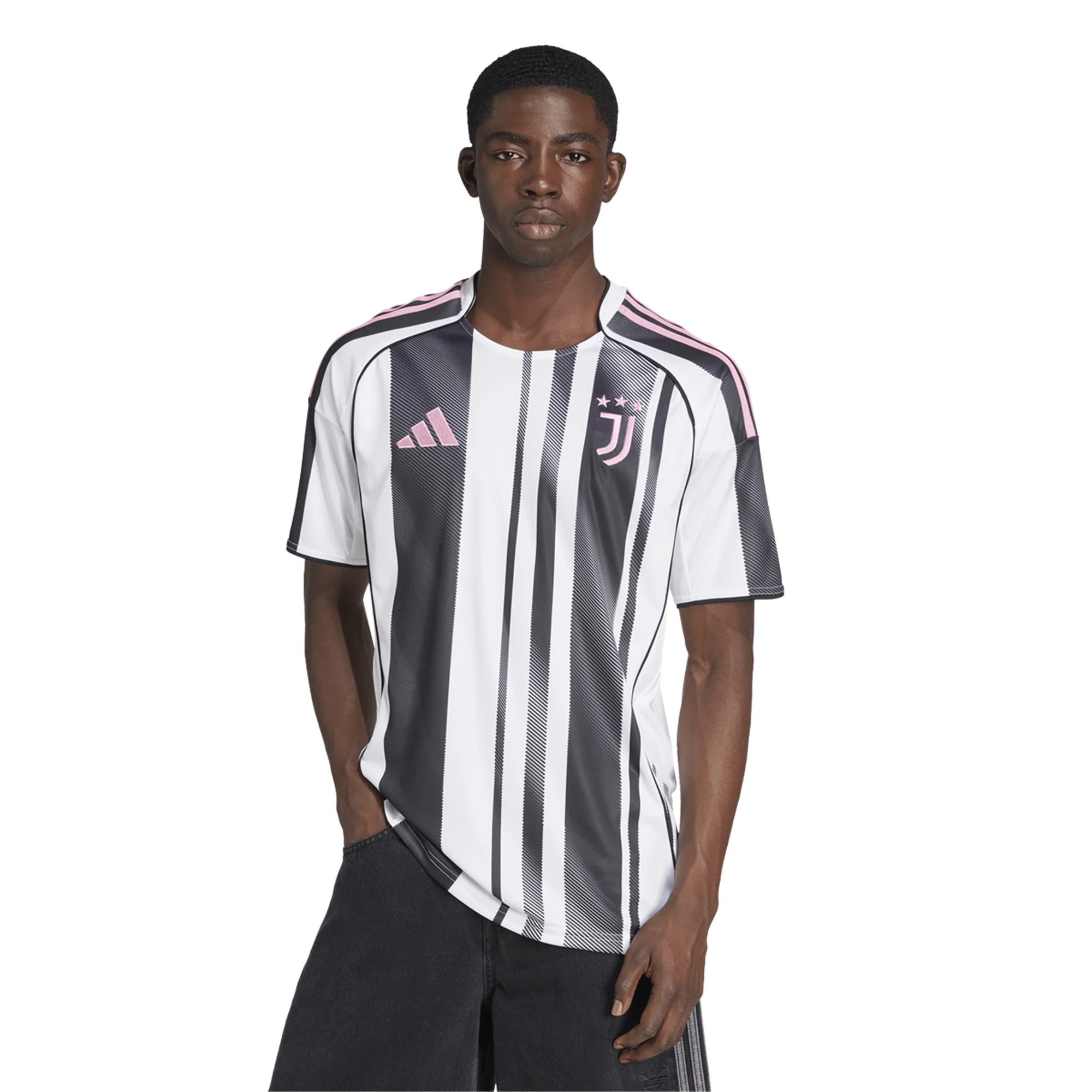 adidas Juventus Cambiaso Home Jersey w/ Champions League Patches 25/26 (White/Black/Pink)