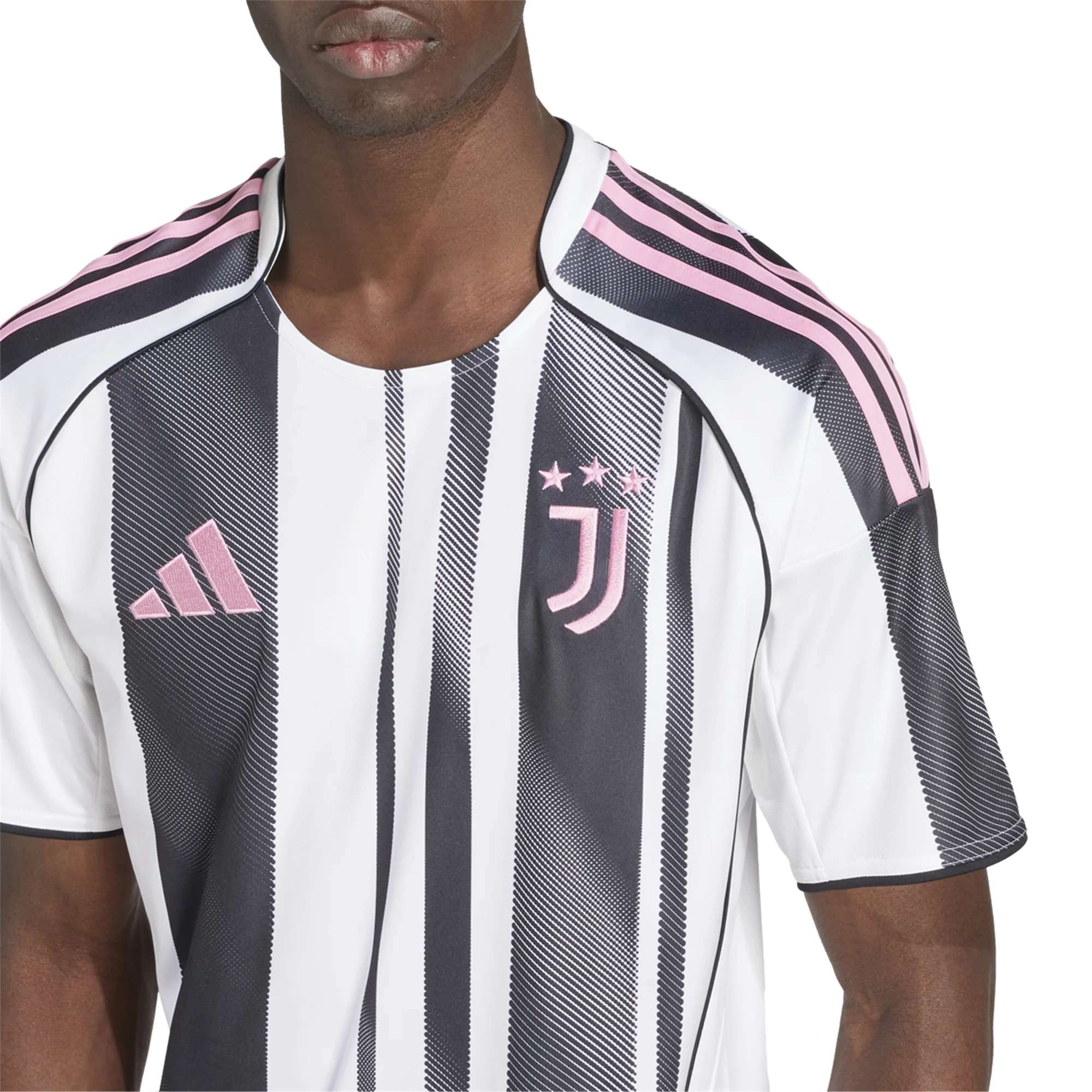 adidas Juventus Rouhi Home Jersey w/ Champions League Patches 25/26 (White/Black/Pink)