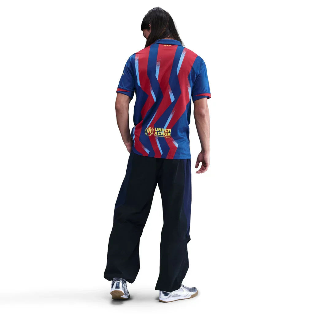 Nike Men's FC Barcelona Lewandowski 4th Jersey 25/26 w/ La Liga Patches (Blue/Red/Yellow)