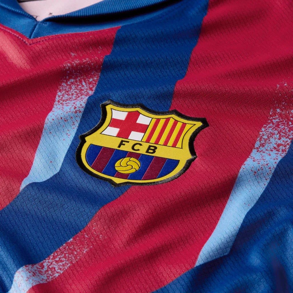 Nike Men's FC Barcelona 4th Jersey 25/26 w/ La Liga Patches (Blue/Red/Yellow)