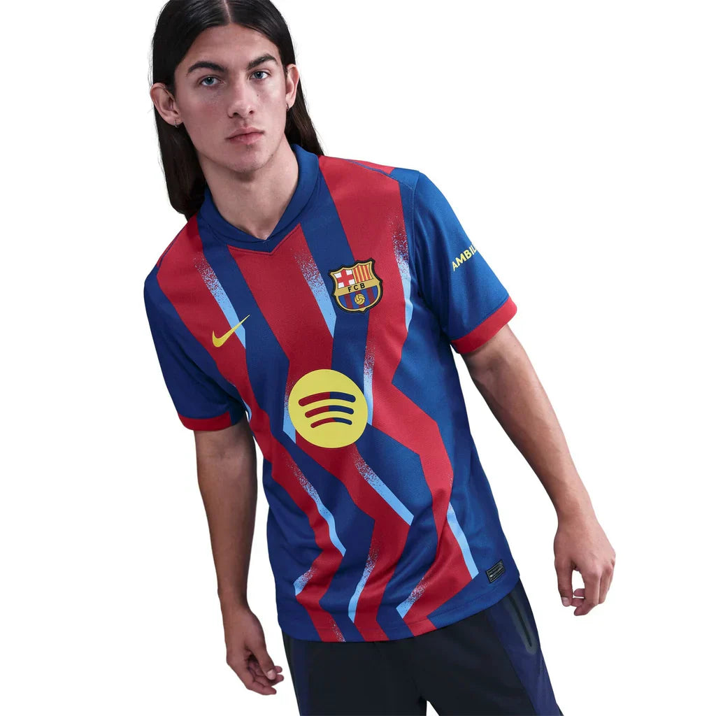 Nike Men's FC Barcelona Gerard Martin 4th Jersey 25/26 w/ La Liga Patches (Blue/Red/Yellow)