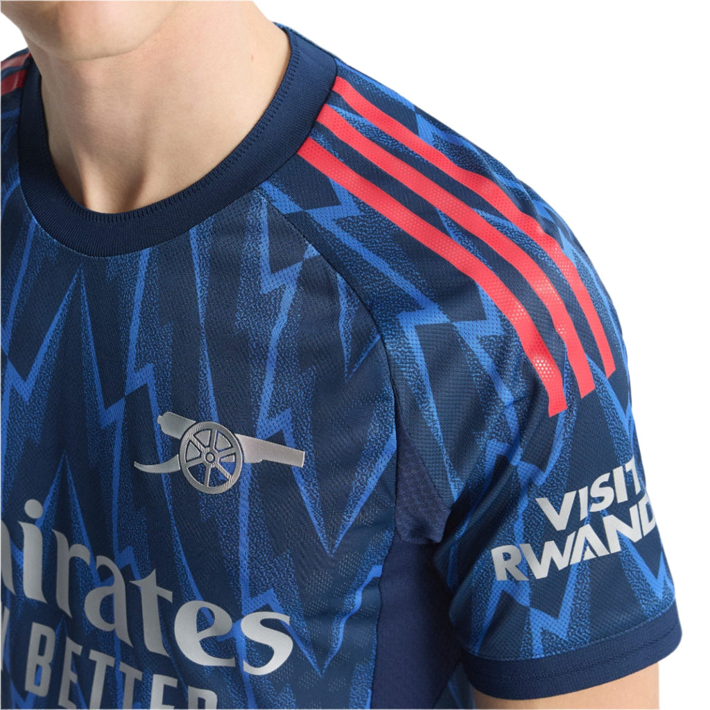adidas Arsenal Authentic Viktor Gyökeres Away Jersey w/ EPL + No Room For Racism 25/26 (Indigo/Silver)