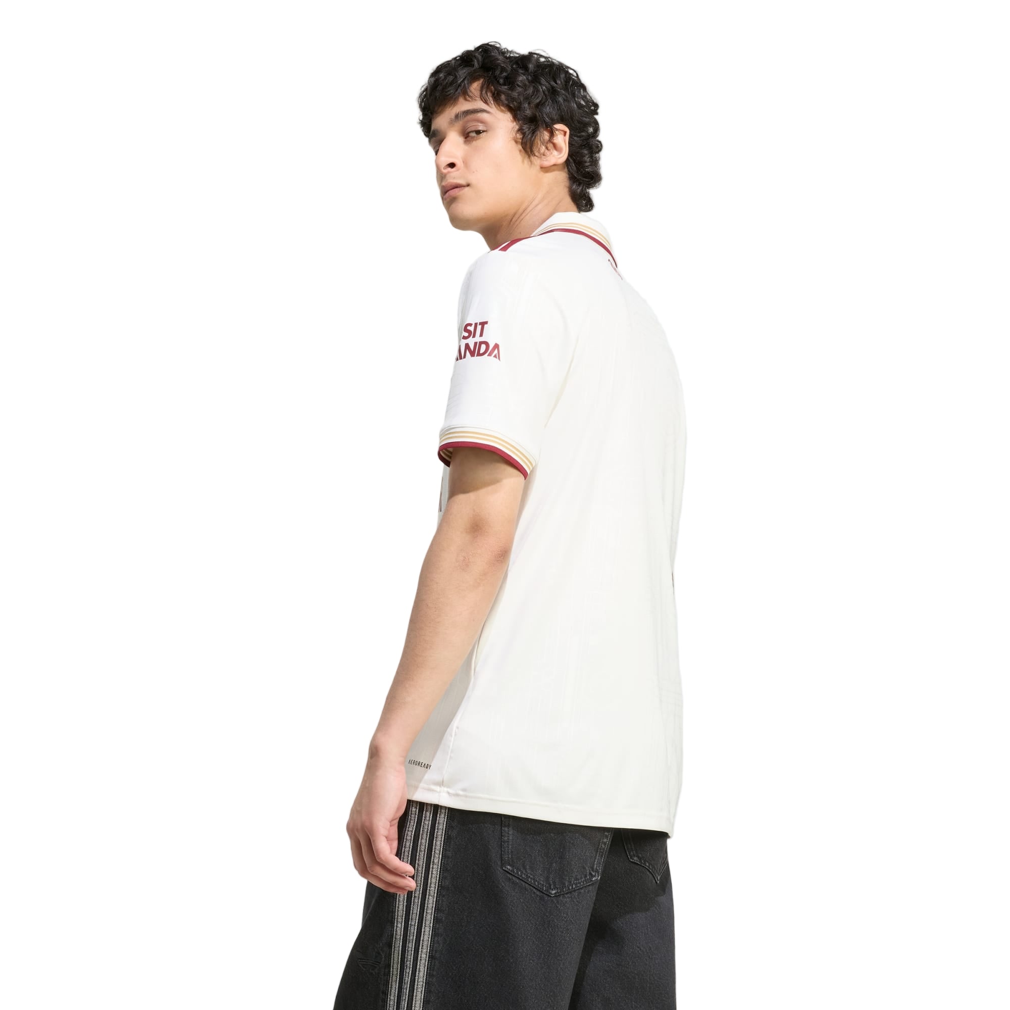 adidas Nwaneri Men's Arsenal FC Third Jersey 25/26 w/ NRFR + EPL Patches (White/Burgundy)