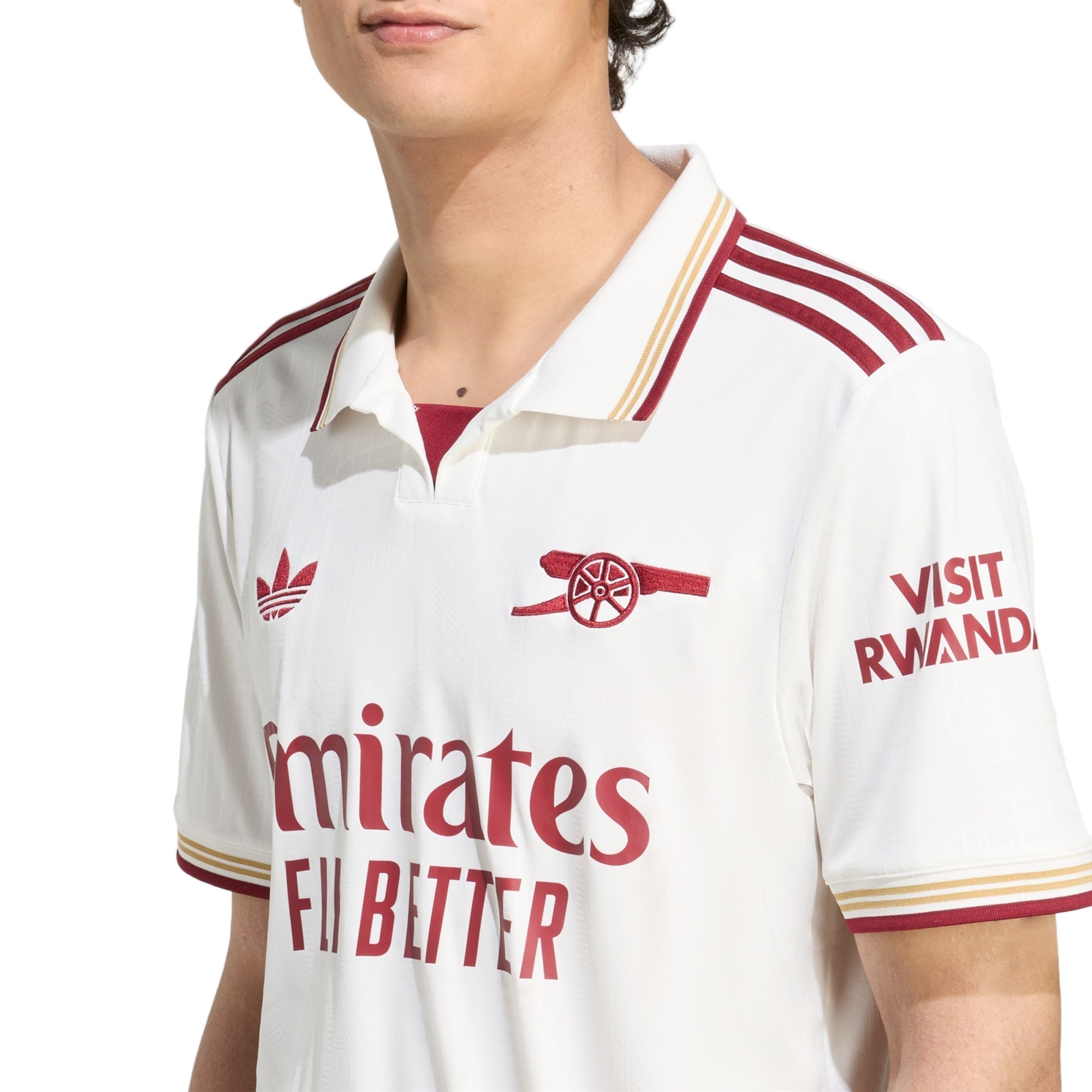 adidas Norgaard Men's Arsenal FC Third Jersey 25/26 w/ NRFR + EPL Patches (White/Burgundy)