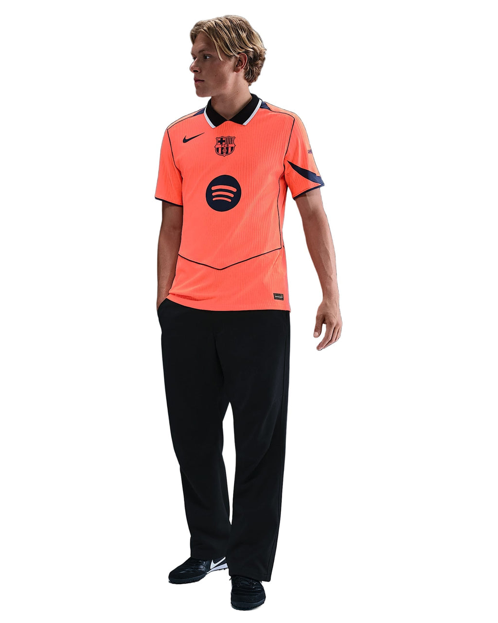 Nike Raphinha FC Barcelona Third T90 Authentic Jersey 25/26 w/ Champions League Patches (Mango/Navy)