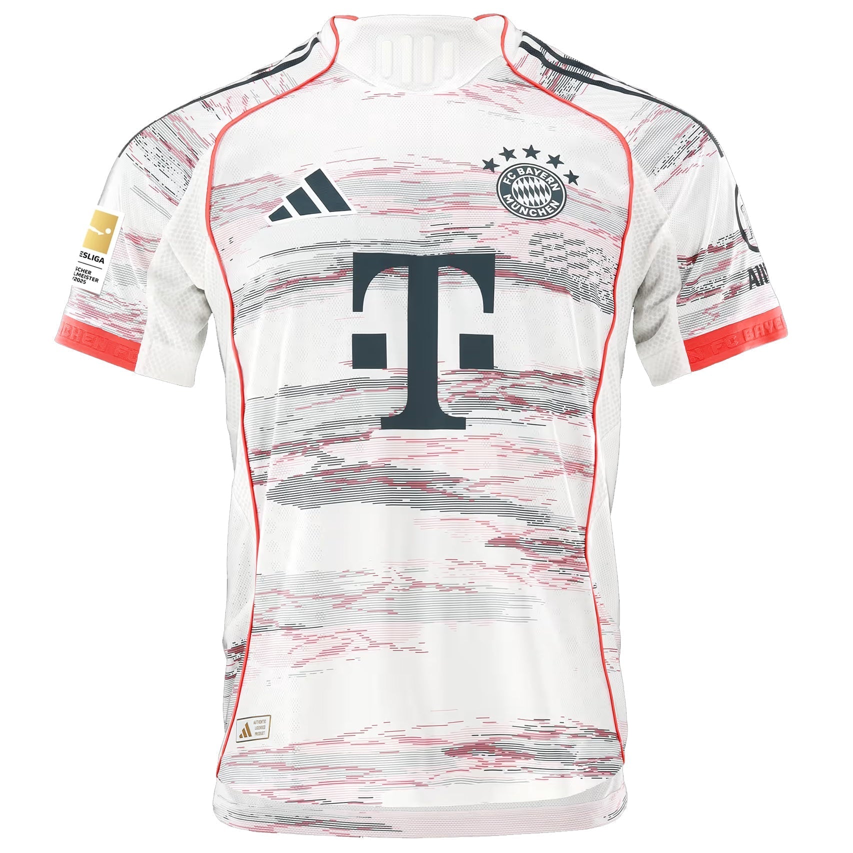 adidas Gnabry Authentic Away Jersey 25/26 w/ Sponsor + Meister Bundesliga Patch (White/Red)
