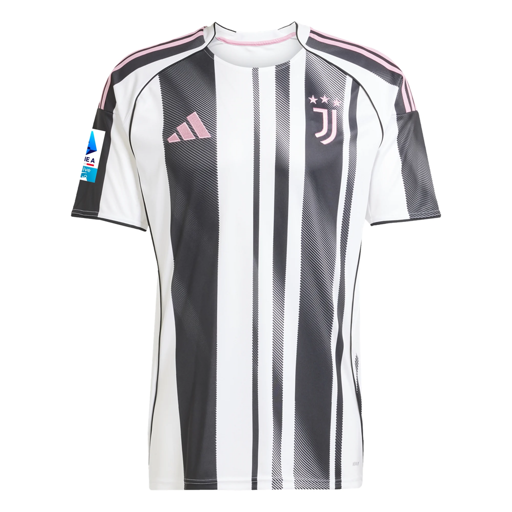 adidas Men's Juventus Rouhi Home Jersey w/ Serie A Patch 25/26 (White/Black/Pink)