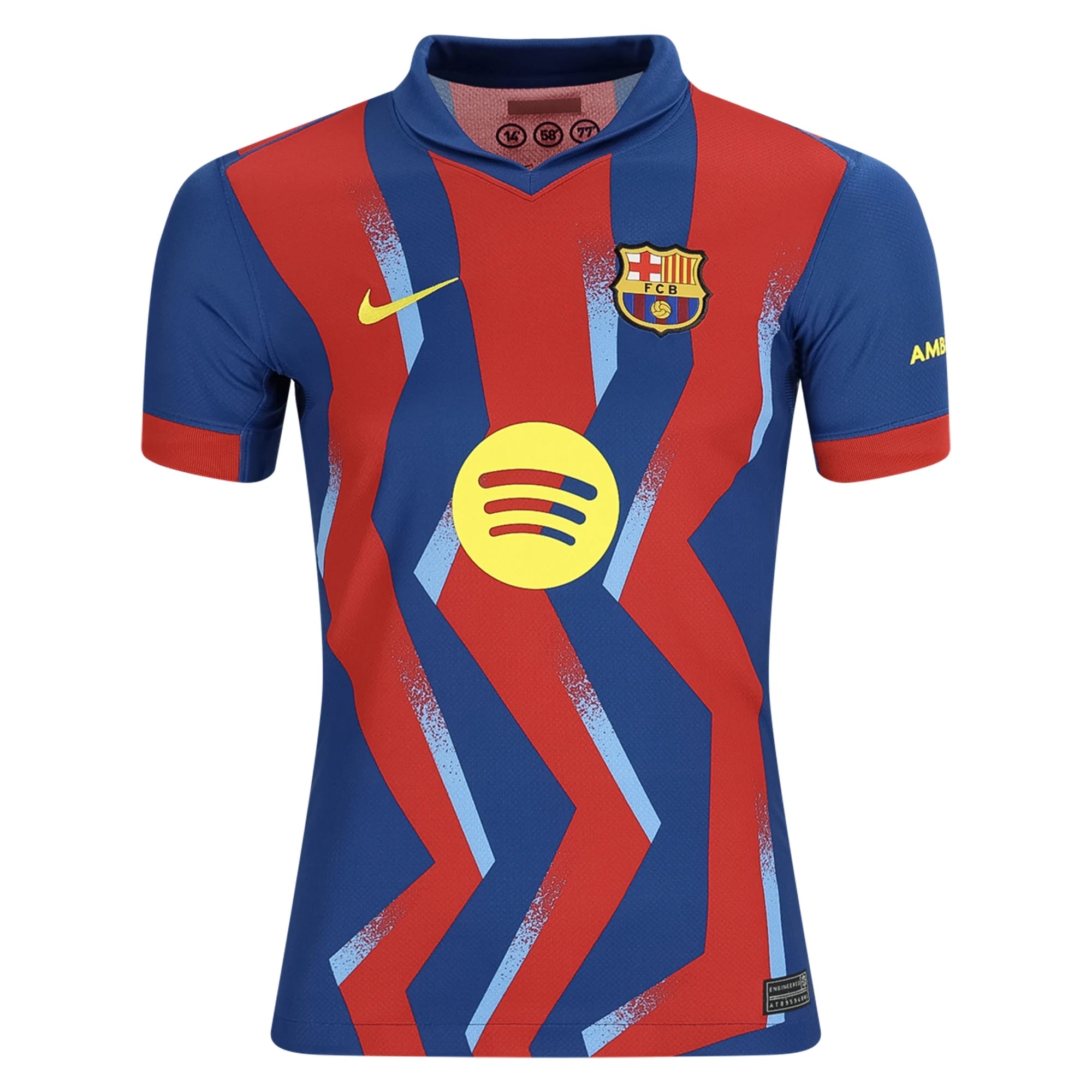 Nike Youth F. De Jong FC Barcelona 4th Soccer Jersey 25/26 (Gym Blue/Salsa Red)
