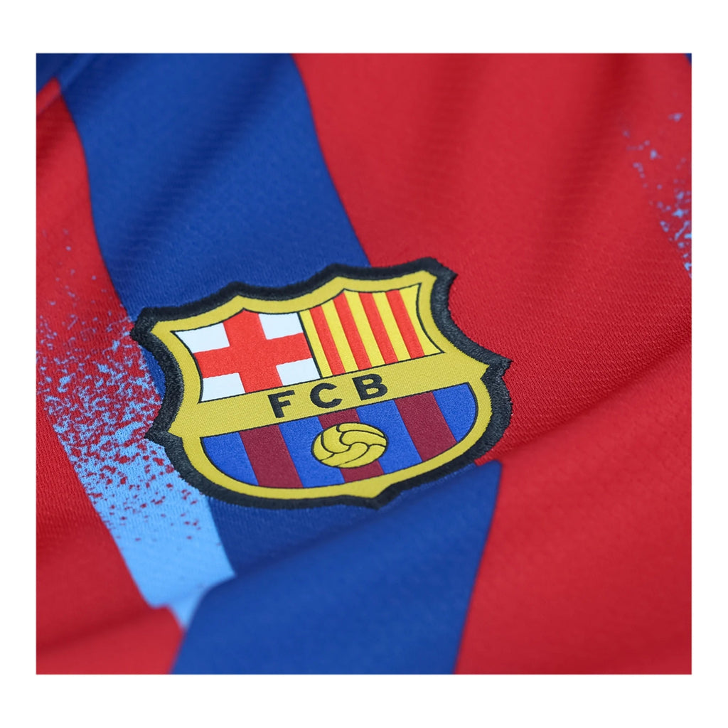 Nike Youth F. De Jong FC Barcelona 4th Soccer Jersey 25/26 (Gym Blue/Salsa Red)