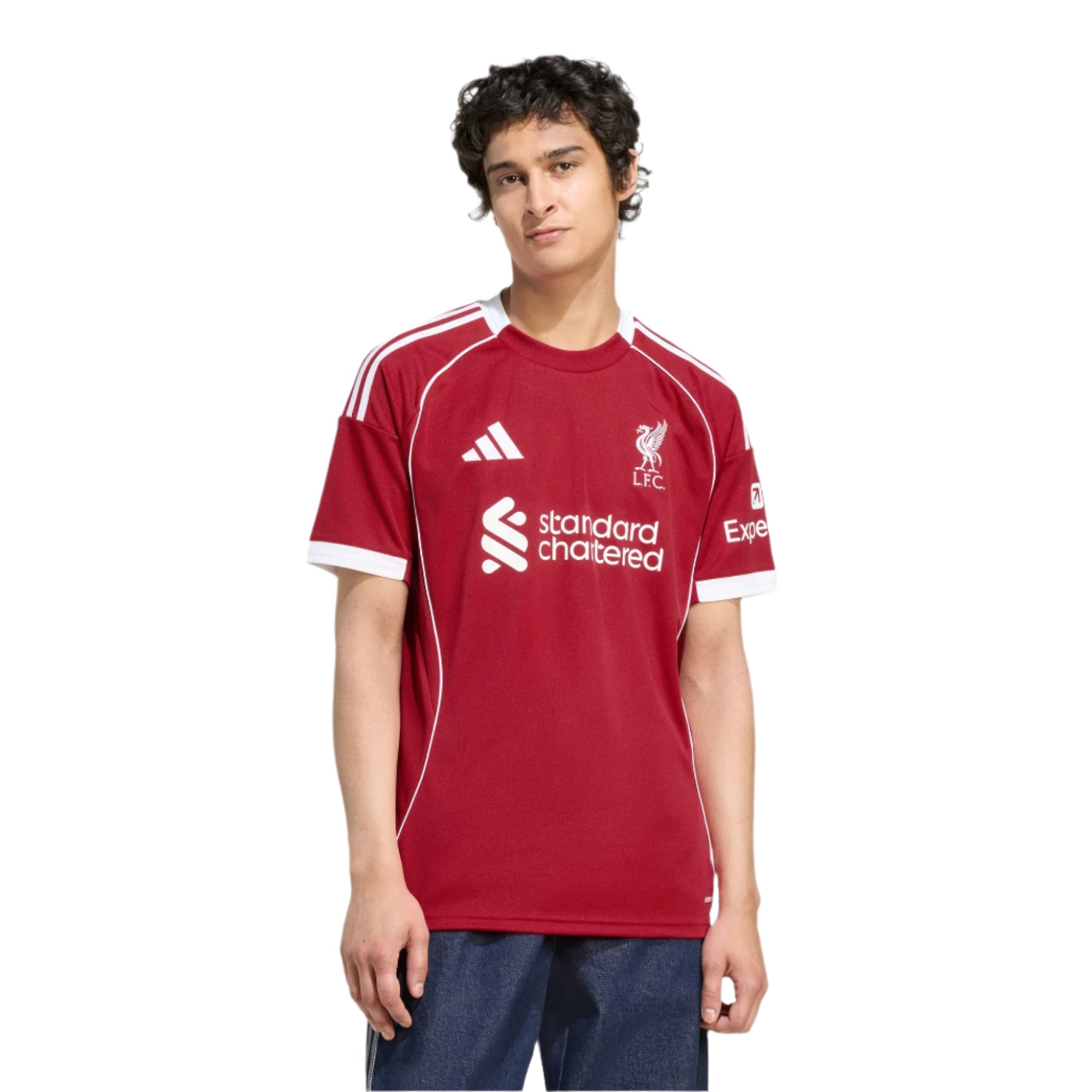 adidas Mac Allister Men's Liverpool Home Jersey 25/26 w/ NRFR + EPL Champions Patch (Strawberry Red)