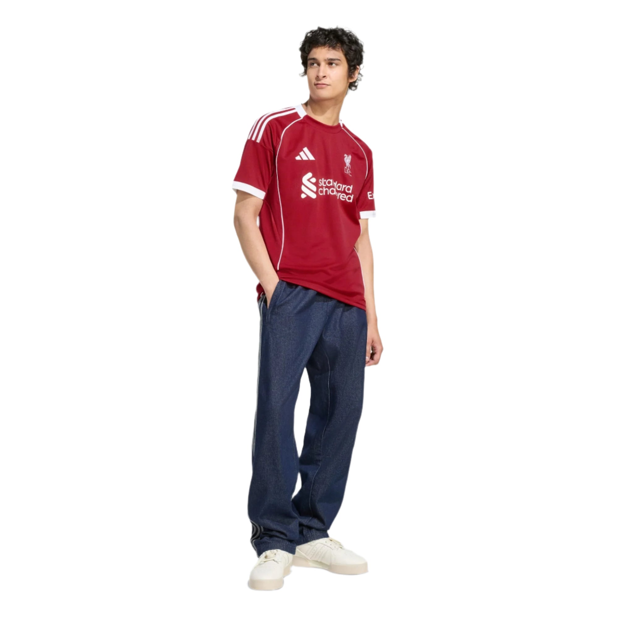 adidas Men's Liverpool Home Jersey 25/26 w/ Champions League Patches (Strawberry Red)