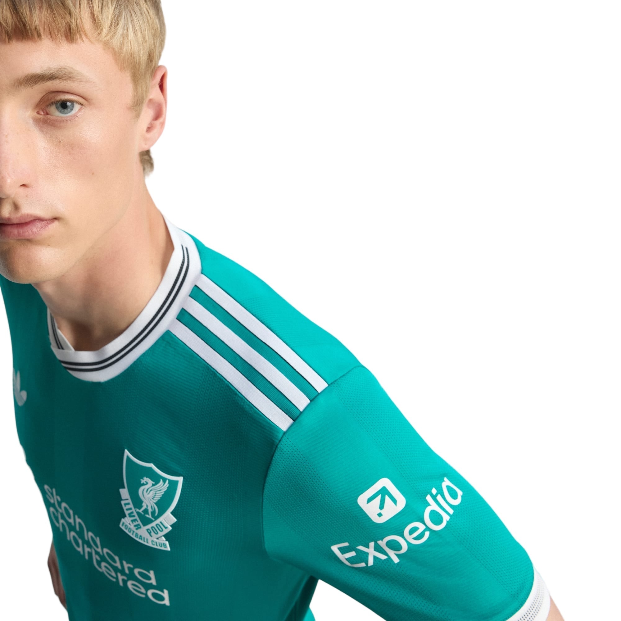 adidas Liverpool FC Authentic Andy Robertson Third Jersey w/ EPL + No Room For Racism Patches 25/26 (Sea Green)