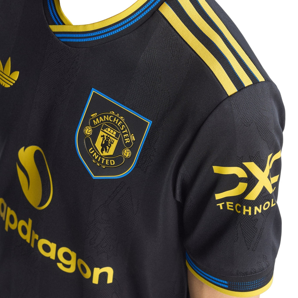adidas Dorgu Men's Manchester United Authentic Third Jersey 25/26 w/ NRFR + EPL Patches (Black)