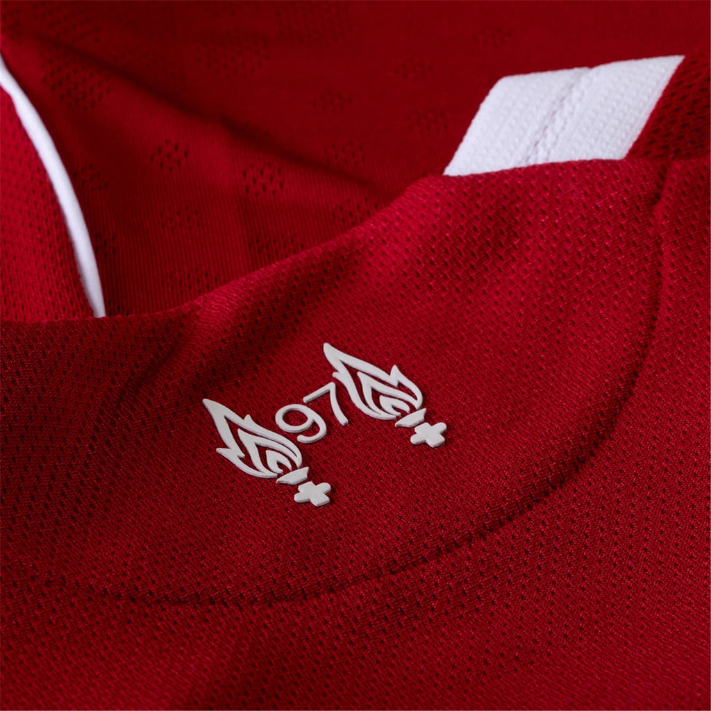 adidas Men's Liverpool FC Authentic Konate Home Jersey 25/26 w/ Champions League Patches (Strawberry Red)