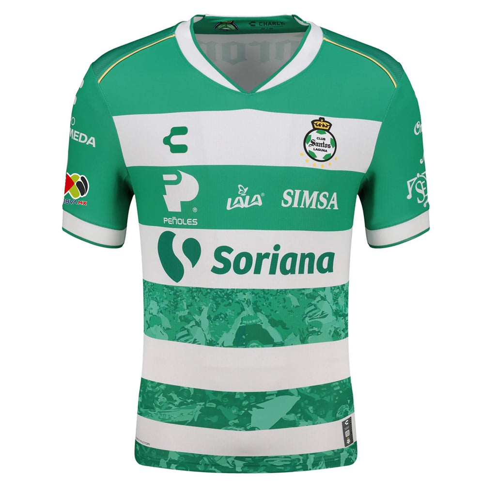 Charly Emmanuel Echeverria Men's Santos Laguna Home Jersey 25/26 w/ BBVA MX Patches (Green/White)