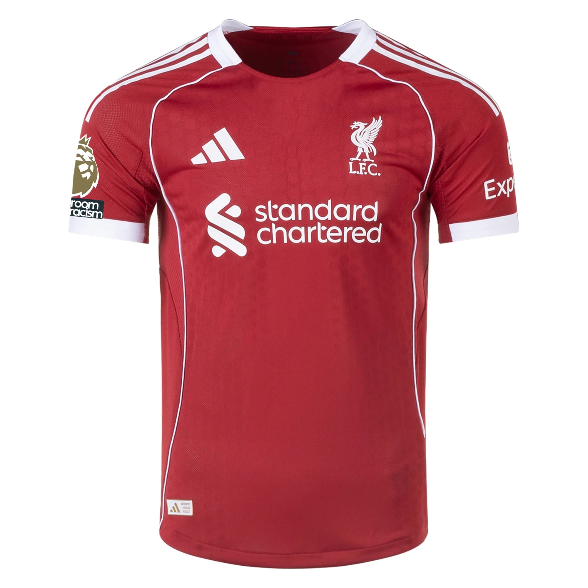 adidas Men's Liverpool FC Authentic Diogo J. Home Jersey 25/26 w/ EPL + NRFR Patches (Strawberry Red) (
