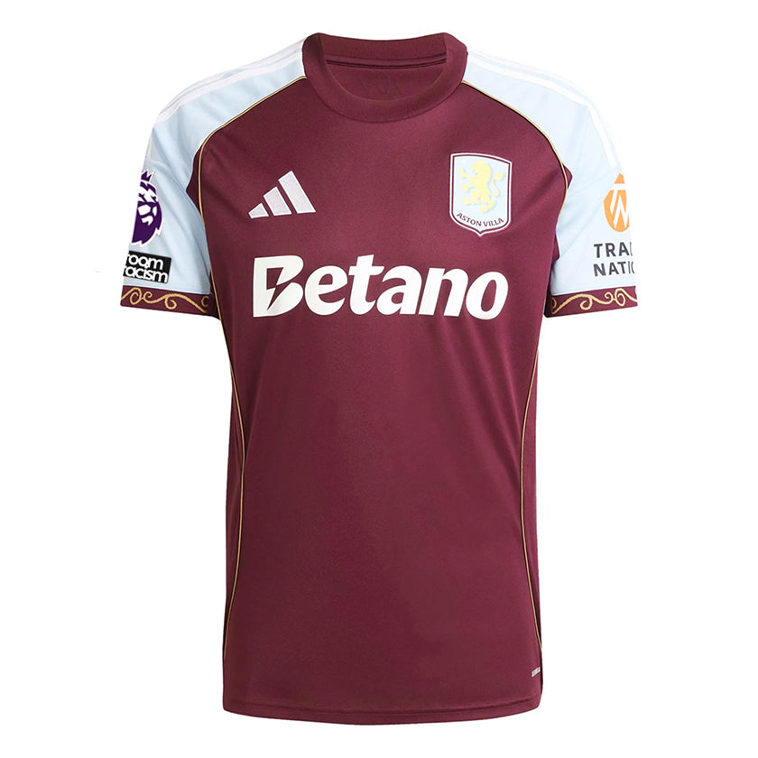 adidas Onana Men's Aston Villa Home Jersey 25/26 w/ NRFR + EPL Patches (Maroon/Blue)