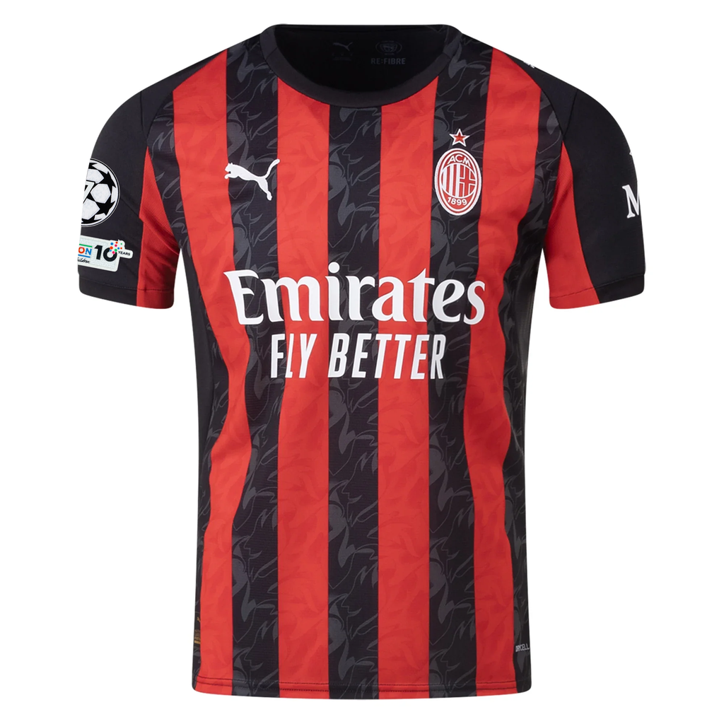 Puma Bondo Men's AC Milan Home Jersey w/ Champions League Patches 25/26 (Red/Black)