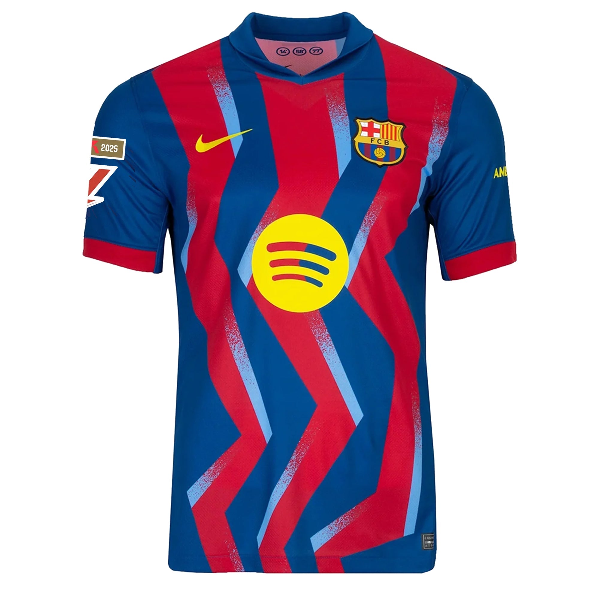 Nike Men's FC Barcelona Gavi 4th Jersey 25/26 w/ La Liga Patches (Blue/Red/Yellow)