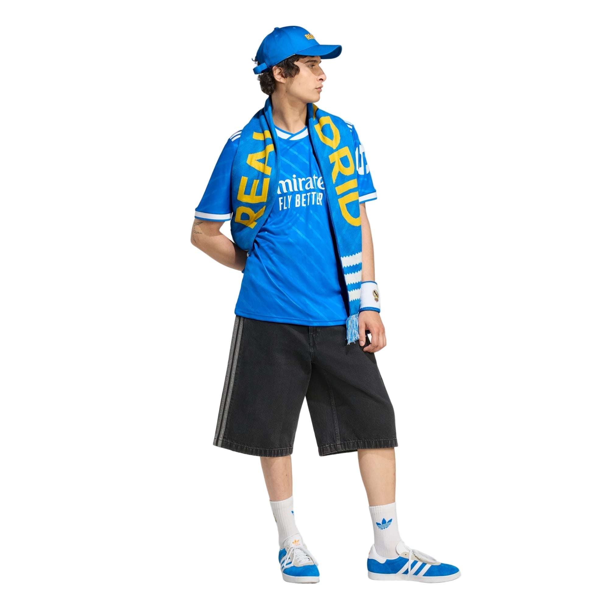adidas Alaba Men's Real Madrid Third Jersey 25/26 w/ Champions League Patches (Blue/White)