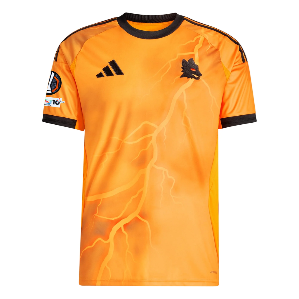 adidas Roma Leon Bailey Away Jersey w/ Europa League Patches 25/26 (Orange/Black)
