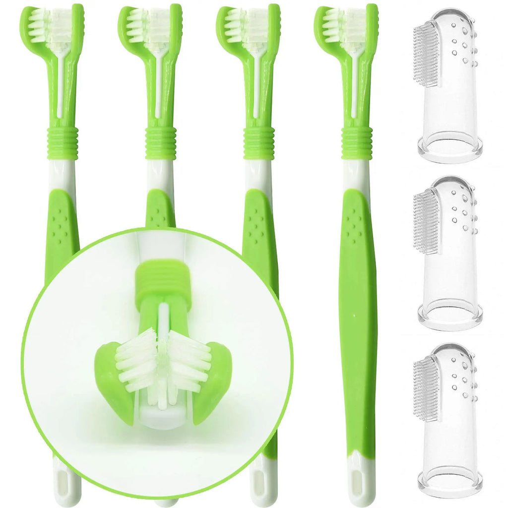 4pcs Cat Dog Toothbrush Set Dog Teeth Cleaning Brush Pet Oral Health Care Sypply