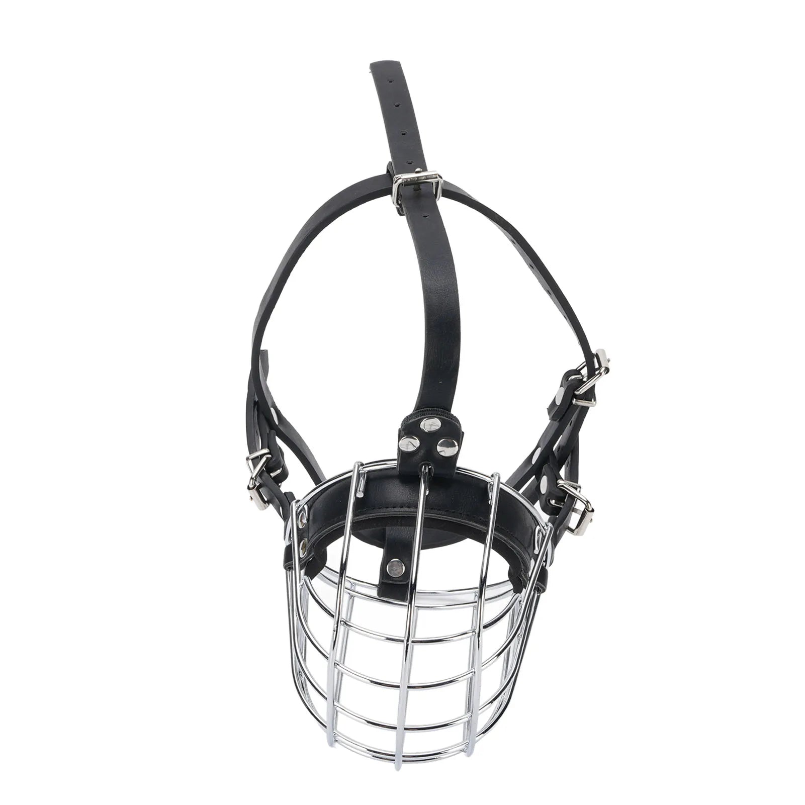 Dog Muzzles to Prevent Biting Metal Wire Dog Mouth Guard with PU Leather Strap Breathable Cage Muzzle for Medium Large Sized Pet