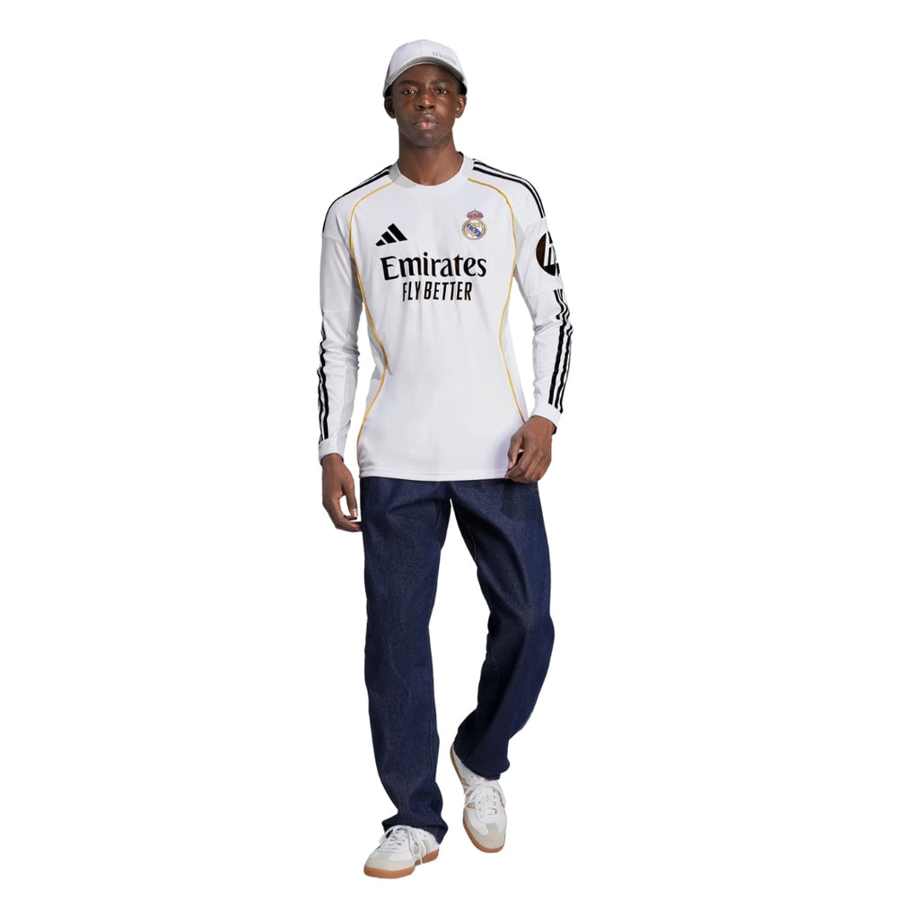adidas Real Madrid D. Ceballos Long Sleeve Home Jersey w/ Champions League Patches 25/26 (White)
