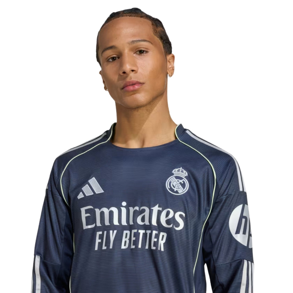 adidas Real Madrid Endrick Long Sleeve Away Jersey w/ Champions League Patches 25/26 (Legend Ink)