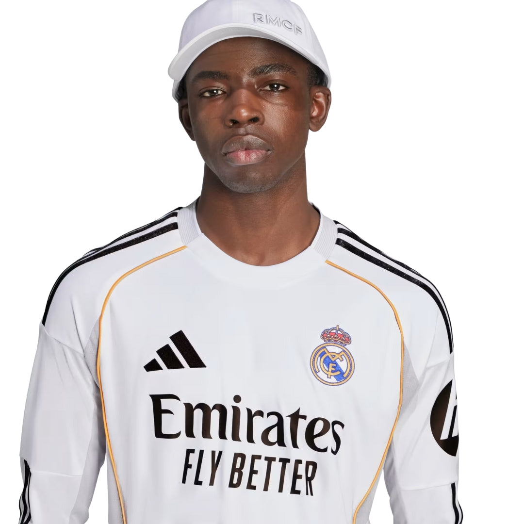 adidas Real Madrid Trent Long Sleeve Home Jersey w/ Intercontinental + Champions League Patches 25/26 (White)