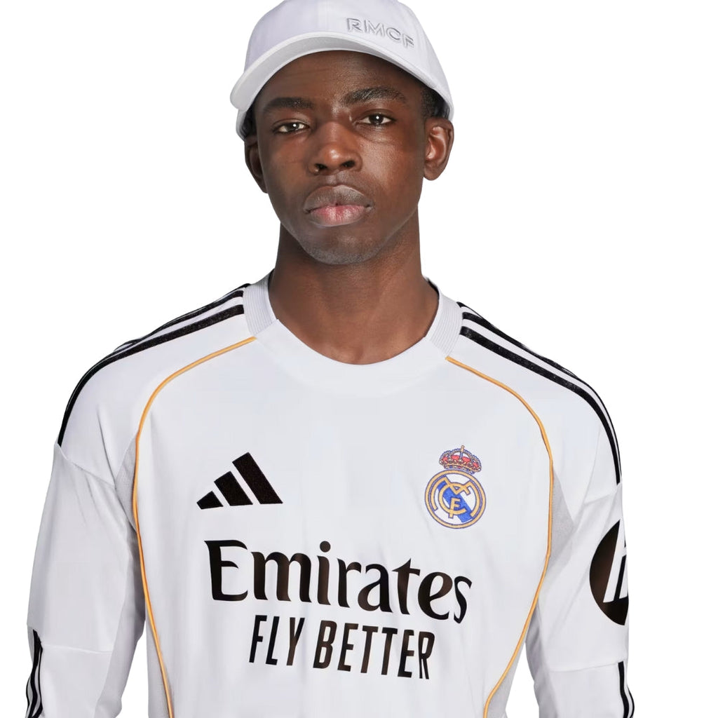 adidas Real Madrid Vini Jr Long Sleeve Home Jersey w/ Intercontinental + Champions League Patches 25/26 (White)