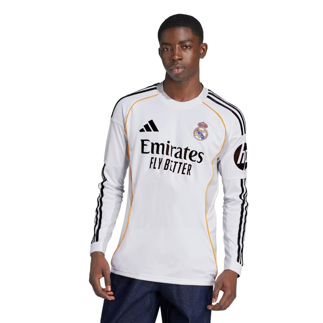 adidas Real Madrid D. Ceballos Long Sleeve Home Jersey w/ Champions League Patches 25/26 (White)