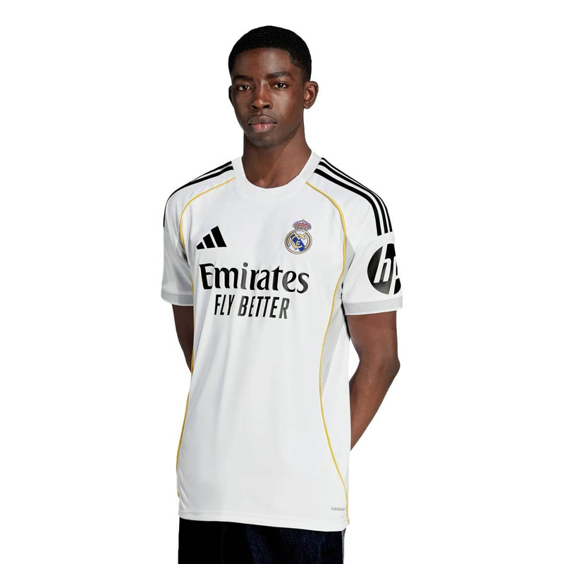 adidas Mens Endrick Real Madrid 25/26 Home Jersey w/ Champions League Patches (White)