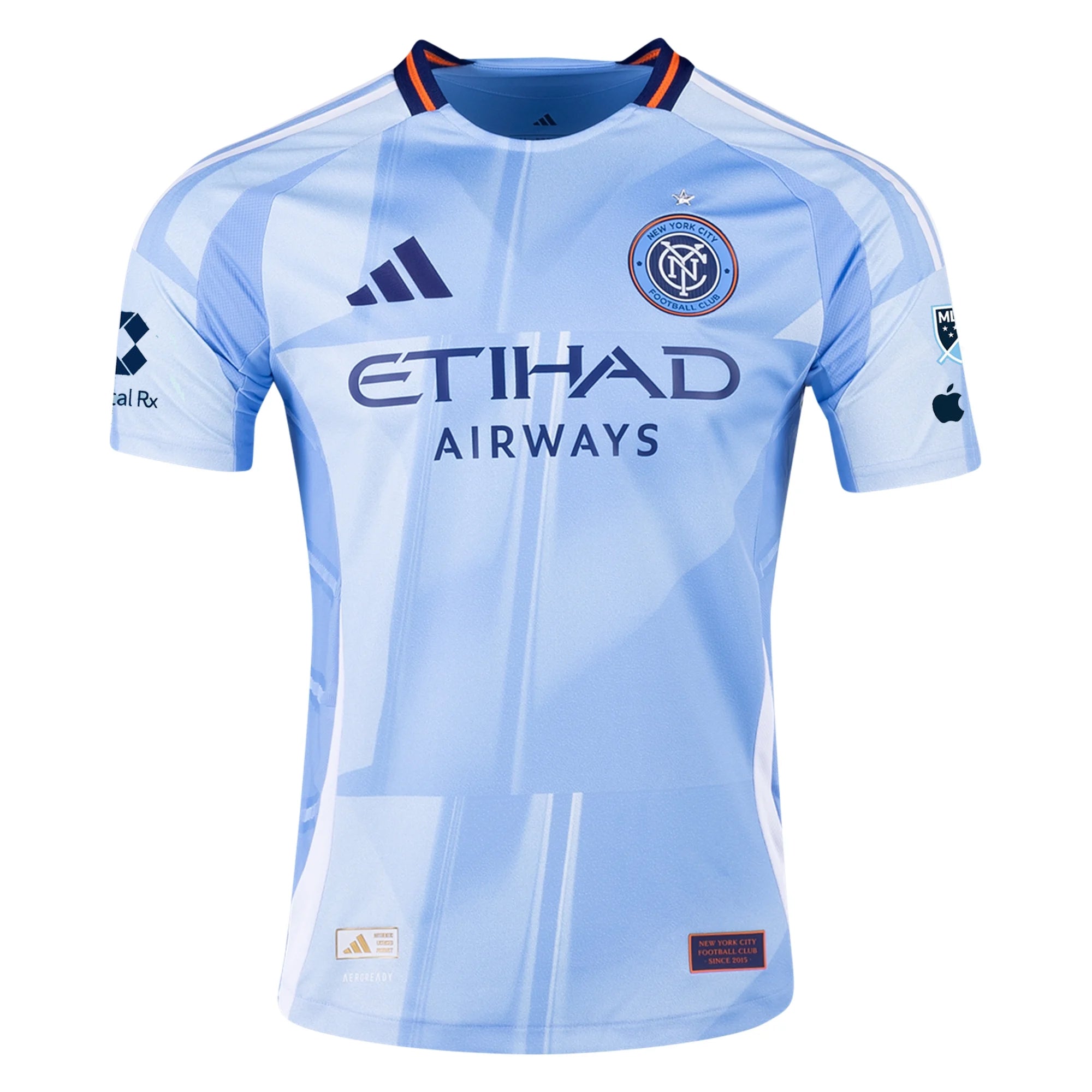 adidas Tayvon Gray New York City FC Authentic Home Jersey 25/26 w/ MLS Patches (Bahia Light Blue)
