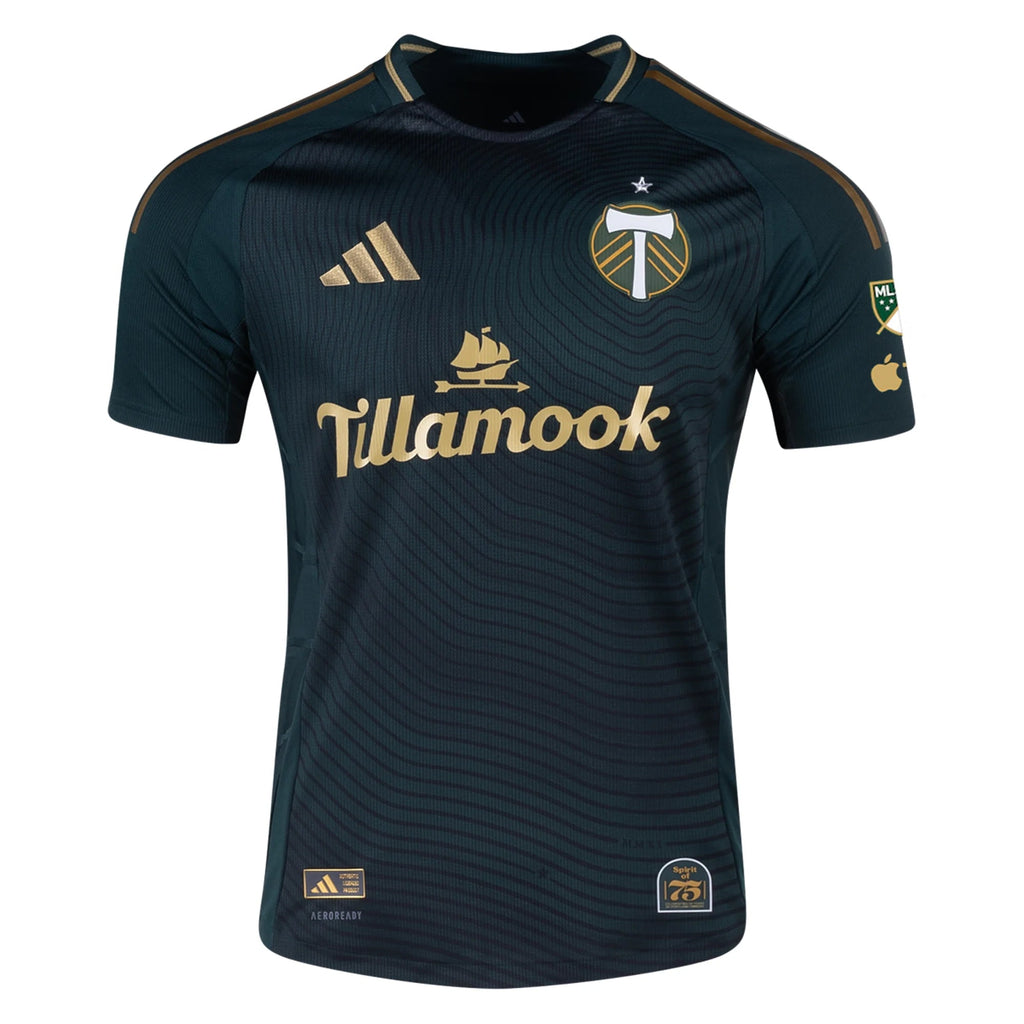 adidas Portland Timbers Authentic Home Jersey w/ MLS & Apple Patch 25/26 (Green/Gold)