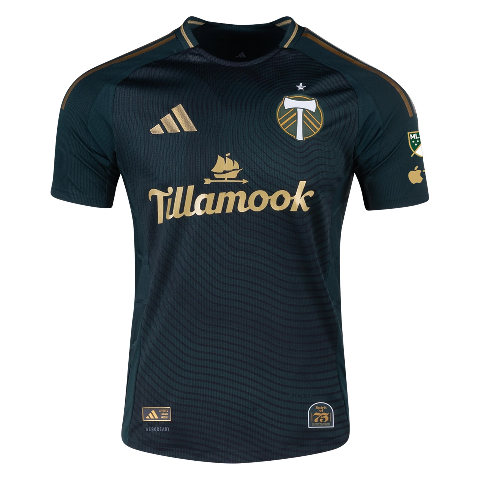 adidas Jonathan Rodriguez Portland Timbers Authentic Home Jersey w/ MLS & Apple Patch 25/26 (Green/Gold)