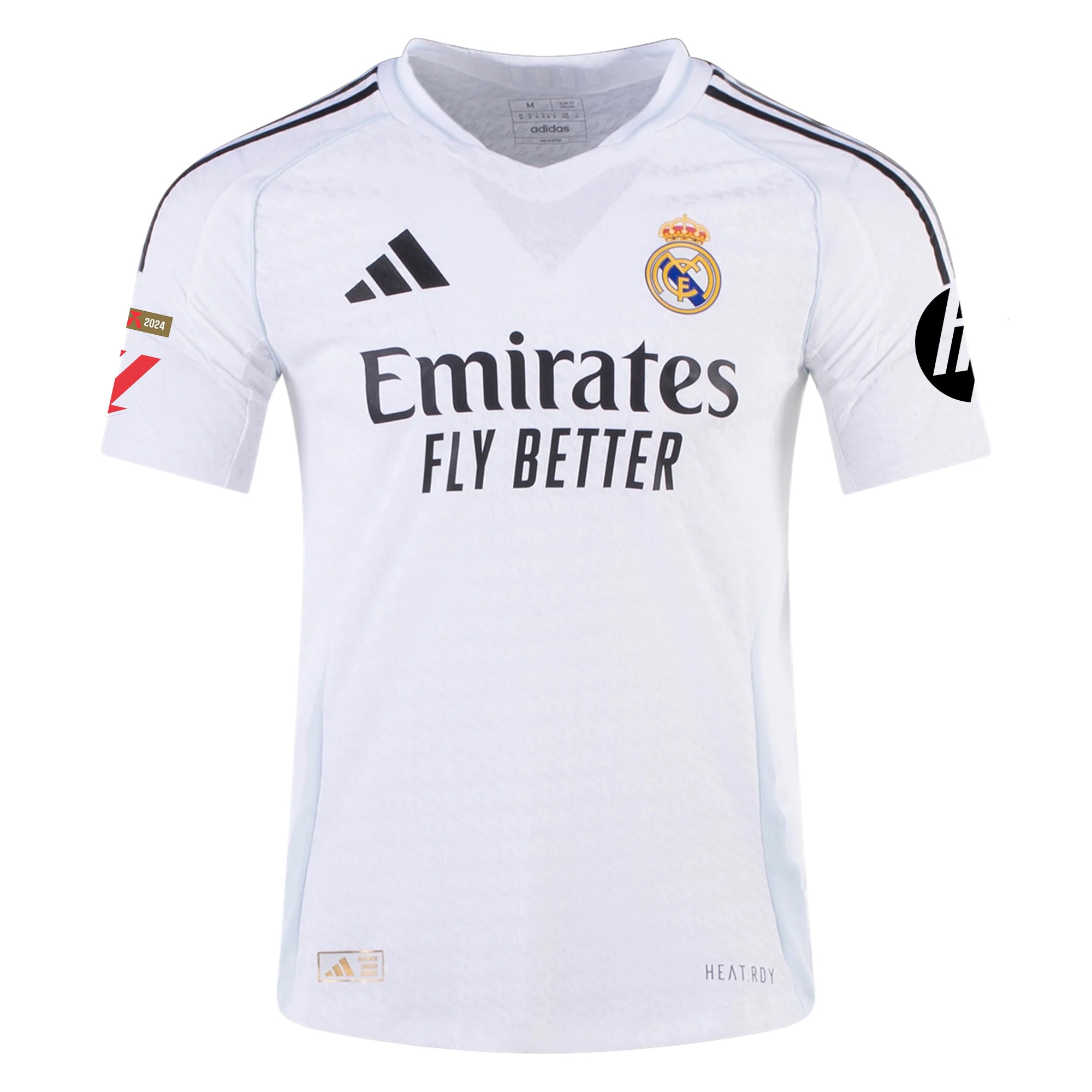 adidas Endrick Real Madrid Authentic Home Jersey w/ La Liga Patches 24/25 (White/Black)