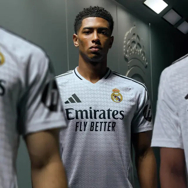 adidas Endrick Real Madrid Authentic Home Jersey w/ La Liga Patches 24/25 (White/Black)