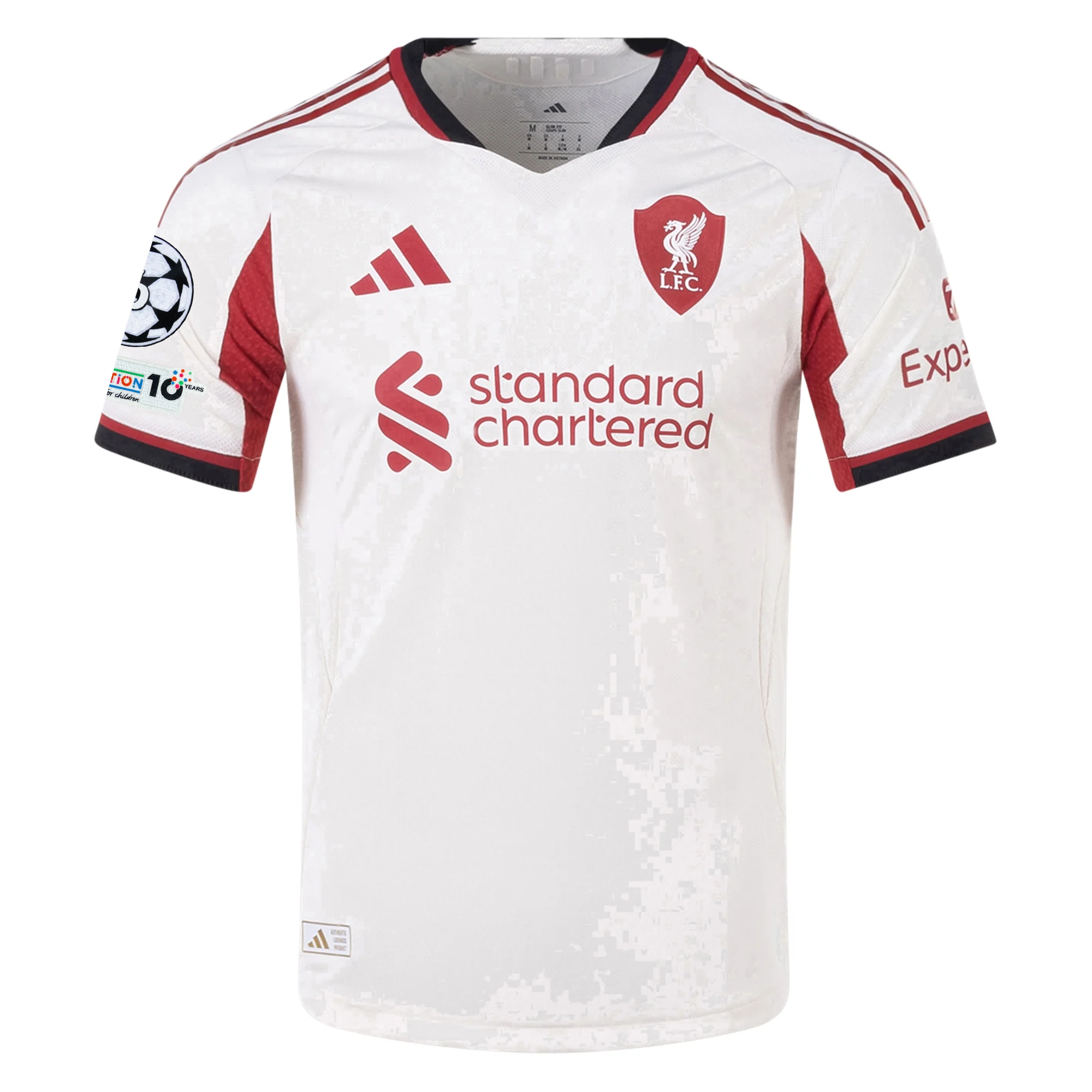 adidas Men's Liverpool Authentic Joe Gomez Away Jersey w/ Champions League Patches 25/26 (Wonder White)