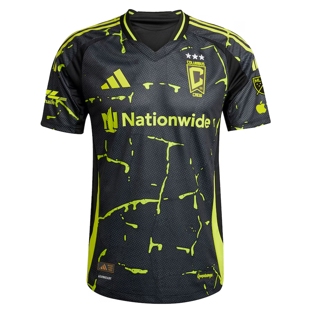 adidas Cole Mrowka Columbus Crew Authentic Away Jersey w/ MLS Patches 25/26 (Black/Yellow)