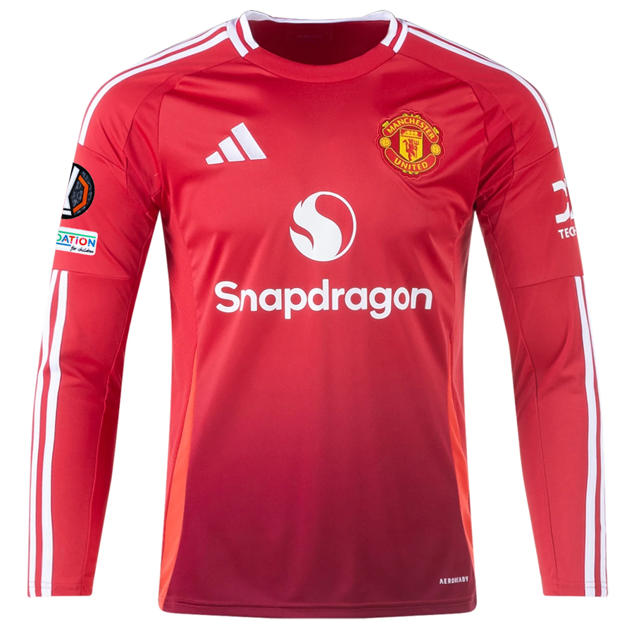 adidas Manchester United Antony Long Sleeve Home Jersey w/ Europa League Patches 24/25 (Red)