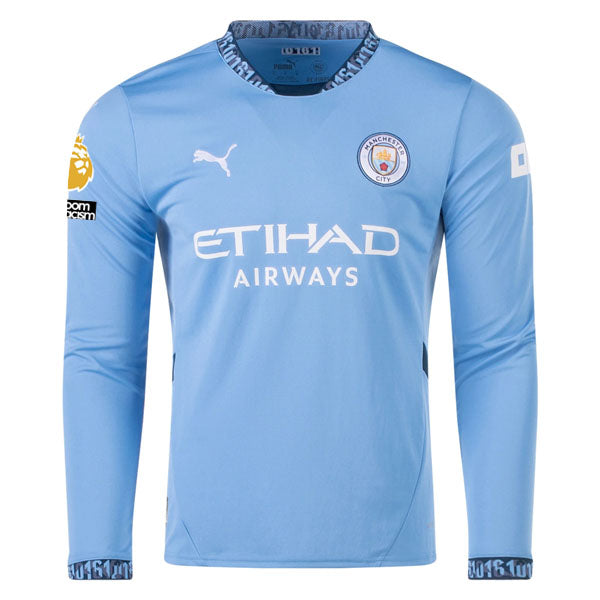 Puma Manchester City Mateo Kovačić Home Long Sleeve Jersey w/ EPL + No Room For Racism Patch 24/25 (Team Light/Marine Blue)