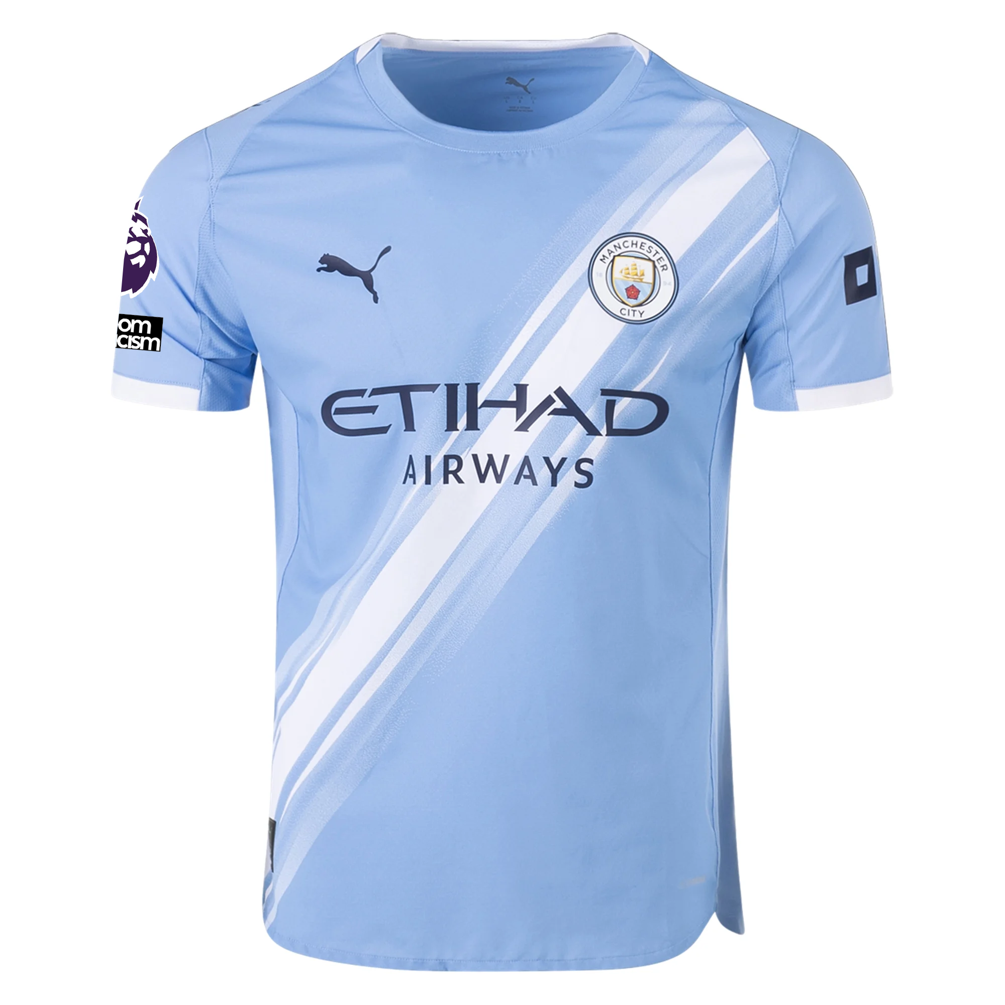 Puma Manchester City Authentic Gundogan Home Jersey w/ EPL + No Room For Racism Patches 25/26 (Team Light Blue/White)